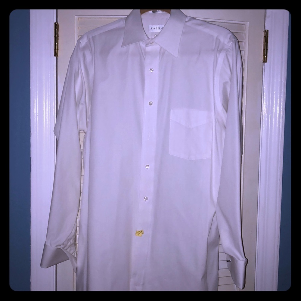 Van Heusen White Cufflink Button Down 15 32/33